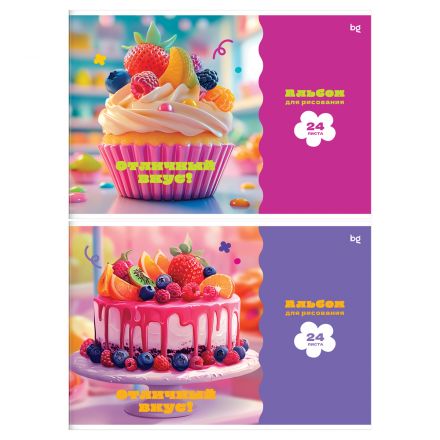 Альбом для рисования 24л., А4, на скрепке BG "Десерт"