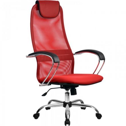 Офисное кресло Метта BK-8 Ch 22 ткань\сетка красный, крестовина хром