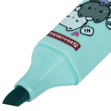 Текстовыделитель мини с принтами BRAUBERG "PASTEL", АССОРТИ В ПЛАСТИКОВОЙ БАНКЕ, 1-5 мм, 152536