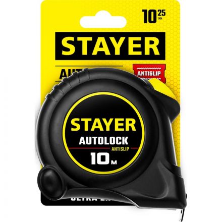 Рулетка с автостопом STAYER AutoLock 10м х 25мм (2-34126-10-25) Рулетка с автостопом STAYER AutoLock 10м х 25мм (2-34126-10-25)