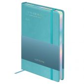 Ежедневник датированный 2026г., А5, 176л., твердый переплет, кожзам, Greenwich Line "Softone. Sky", бирюзовый, отд.фольгой, голографический срез Ежедневник датированный 2026г., А5, 176л., твердый переплет, кожзам, Greenwich Line "Softone. Sky", бирюзовый, отд.фольгой, голографический срез