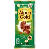 Шоколад Alpen Gold плитка молоч.с фунд., 85г