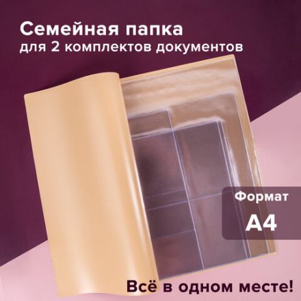 Папка для семейных документов с файлами (паспорта, свидетельства, полисы, СНИЛС) STAFF, 16 отделений, ПВХ, бежевая, 237808 Папка для семейных документов с файлами (паспорта, свидетельства, полисы, СНИЛС) STAFF, 16 отделений, ПВХ, бежевая, 237808