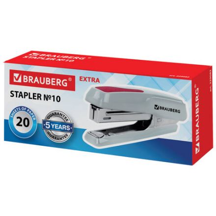 Степлер №10 BRAUBERG "Extra", до 20 листов, антистеплер, серо-красный, 229082 Степлер №10 BRAUBERG "Extra", до 20 листов, антистеплер, серо-красный, 229082
