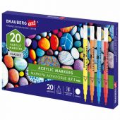 Маркеры акриловые для рисования и хобби 20 ярких цветов, линия 0,7-1 мм, BRAUBERG ART CLASSIC, 152522 Маркеры акриловые для рисования и хобби 20 ярких цветов, линия 0,7-1 мм, BRAUBERG ART CLASSIC, 152522