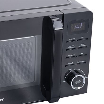 Микроволновая печь BRASSON (БРАССОН) MW2070D-8BL, 20 л, 700 Вт, таймер, 8 АВТО ПРОГРАММ, дисплей, защита от детей, черная, 454979