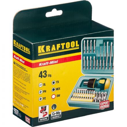 Отвертка KRAFTOOL реверсив, 43 предм (25556-H43)