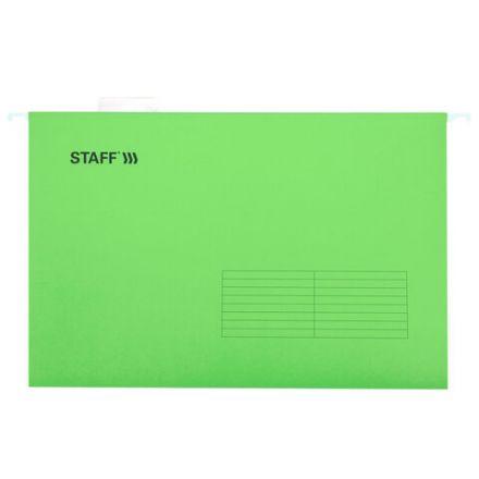 Подвесные папки A4/Foolscap (404х240 мм) до 80 л., КОМПЛЕКТ 10 шт., зеленые, картон, STAFF, 270934