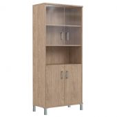 Шкаф высокий с малыми стеклянными и глухими дверьми B 430.10 Дуб Девон 900х450х2054 BORN