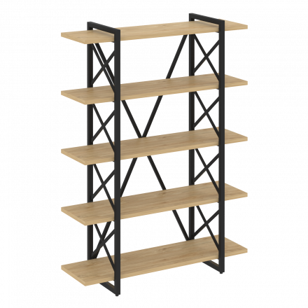 Loft Стеллаж на регулируемых опорах-5 полок VR.L-MST.O-5.8V Тиквуд светлый/Чёрный металл 1200*400*1650