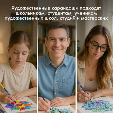 Карандаши художественные цветные акварельные BRAUBERG ART CLASSIC, 12 цветов, грифель 3,3 мм, 181529