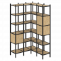 Loft Угловой внутренний стеллаж наборный VR.L-34 Тиквуд светлый/Чёрный металл 1278*1278*2280