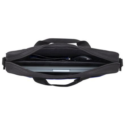 Сумка портфель BRAUBERG PRACTICAL с отделением для ноутбука 15,6", Blue line, черная, 29х40х7 см, 272603