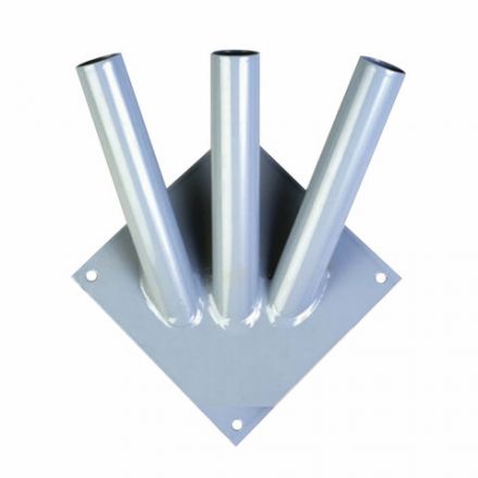 Кронштейн под флаги на три древка, квадратное основание, три точки крепления, металл Кронштейн под флаги на три древка, квадратное основание, три точки крепления, металл