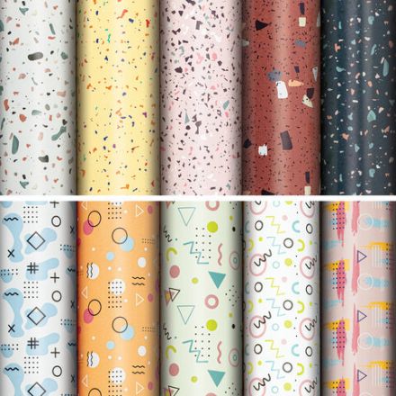 Бумага упаковочная подарочная мелованная "Terrazzo&Memphis", 70х100 см, 10 дизайнов ассорти, ЗОЛОТАЯ СКАЗКА, 592054 Бумага упаковочная подарочная мелованная "Terrazzo&Memphis", 70х100 см, 10 дизайнов ассорти, ЗОЛОТАЯ СКАЗКА, 592054