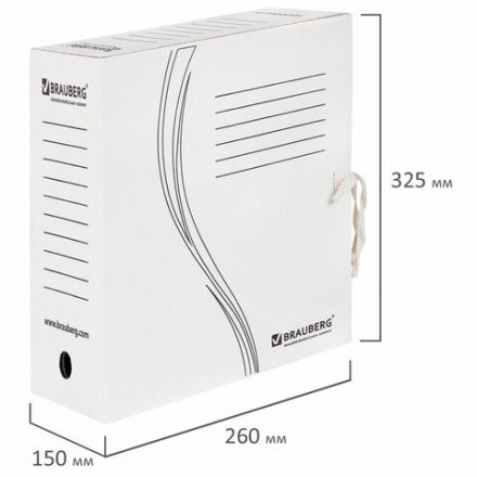 Папка архивная с завязками А4(325х260 мм), 150 мм, до 1400 листов, плотная, микрогофрокартон, БЕЛАЯ, BRAUBERG, 126513 Папка архивная с завязками А4(325х260 мм), 150 мм, до 1400 листов, плотная, микрогофрокартон, БЕЛАЯ, BRAUBERG, 126513