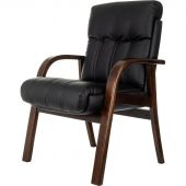 Кресло VB_ Бюрократ T-9932W-CF-Eco черный эко.кожа на ножках дерево Кресло VB_ Бюрократ T-9932W-CF-Eco черный эко.кожа на ножках дерево