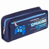 Пенал мягкий ЮНЛАНДИЯ, 2 отделения, полиэстер, "Joystick", синий, 21х6х9 см, 270274
