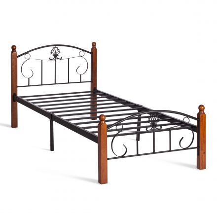 Кровать РУМБА (AT-203)/ RUMBA, дерево гевея/металл, 90*200 см (Single bed), красный дуб/черный Кровать РУМБА (AT-203)/ RUMBA, дерево гевея/металл, 90*200 см (Single bed), красный дуб/черный