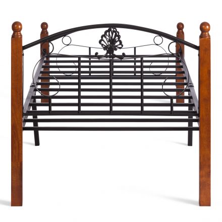 Кровать РУМБА (AT-203)/ RUMBA, дерево гевея/металл, 90*200 см (Single bed), красный дуб/черный Кровать РУМБА (AT-203)/ RUMBA, дерево гевея/металл, 90*200 см (Single bed), красный дуб/черный