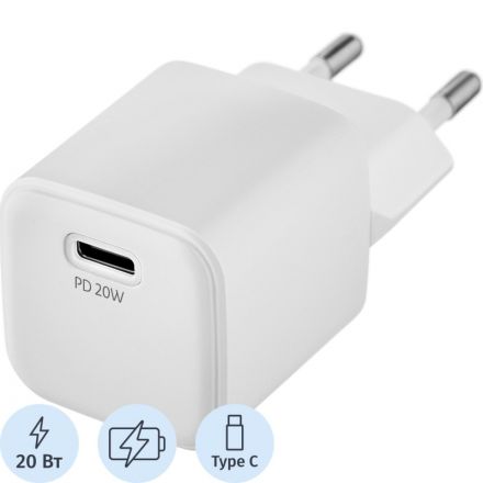Адаптер питания uBear Select Wall charger 20W, бел, USB-C (WC20WH01-AD) Адаптер питания uBear Select Wall charger 20W, бел, USB-C (WC20WH01-AD)