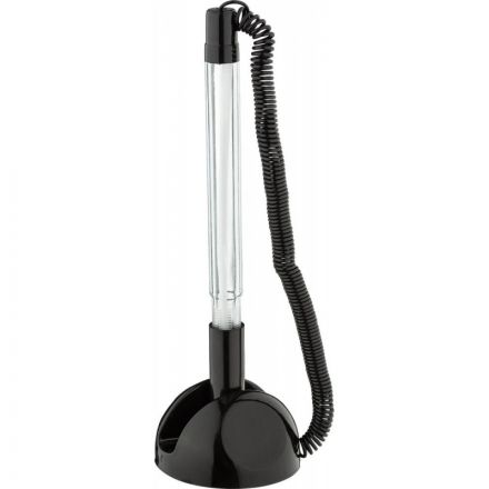 Ручка шариковая на черной подставке Beifa синяя на липучке с пружиной (толщина линии 0.5 мм)