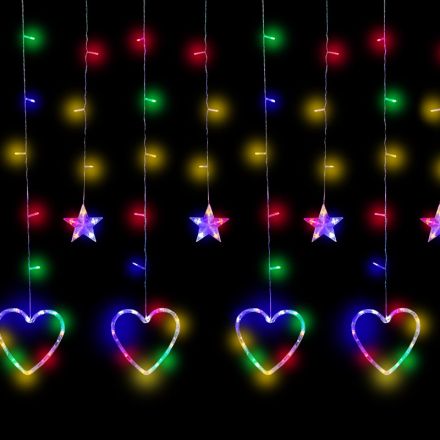 Электрогирлянда Бахрома 2.4x0.9 м Сердце,IP20,186LED,мульт,8 реж 4356976