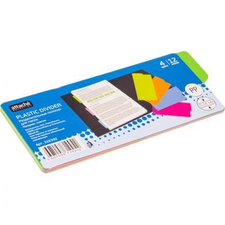 Разделитель листов Attache Selection пластиковый 12 листов разноцветный (105x240 мм) Разделитель листов Attache Selection пластиковый 12 листов разноцветный (105x240 мм)