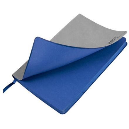 Ежедневник датированный 2026 А5 138x213 мм, BRAUBERG "Metropolis Mix", под кожу, гибкий, серый, 117443