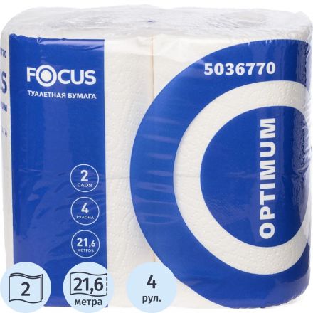 Бумага туалетная Focus Optimum 2сл белая 22м 180л 4рул/уп_50202215 Бумага туалетная Focus Optimum 2сл белая 22м 180л 4рул/уп_50202215