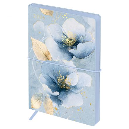 Ежедневник датированный 2026г., А6+, 176л., мягкий переплет, кожзам, BG "Ornament", голубой, отд. фольгой, цветной срез, с резинкой