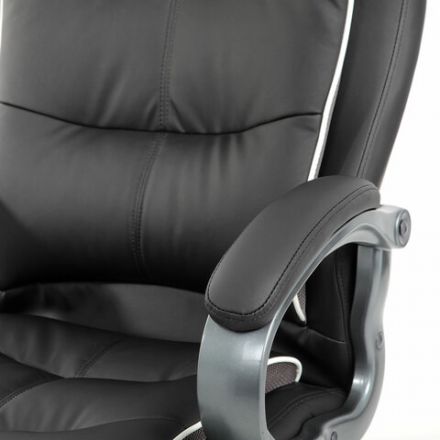 Кресло офисное BRABIX PREMIUM "Strong HD-009", НАГРУЗКА до 200 кг, экокожа черная, ткань серая, 531945