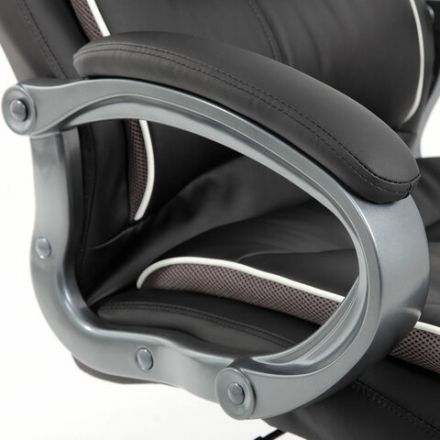 Кресло офисное BRABIX PREMIUM "Strong HD-009", НАГРУЗКА до 200 кг, экокожа черная, ткань серая, 531945