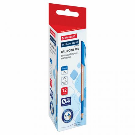 Ручка шариковая масляная с грипом BRAUBERG "Extra Glide GT Sky Blue", СВЕТЛО-СИНЯЯ, игольчатый узел 0,7 мм, линия письма 0,35 мм, 144074