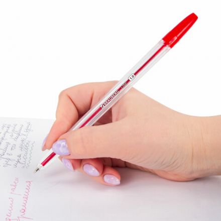 Ручки шариковые BRAUBERG, НАБОР 10 шт., АССОРТИ, "Line", корпус прозрачный, узел 1 мм, линия письма 0,5 мм, 141874