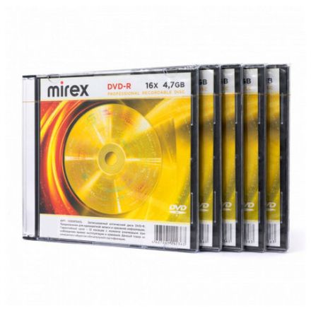 Диск DVD-R MIREX, 4,7 ГБ, 16x, Slim Case, КОМПЛЕКТ 5 шт., UL130003A1F Диск DVD-R MIREX, 4,7 ГБ, 16x, Slim Case, КОМПЛЕКТ 5 шт., UL130003A1F