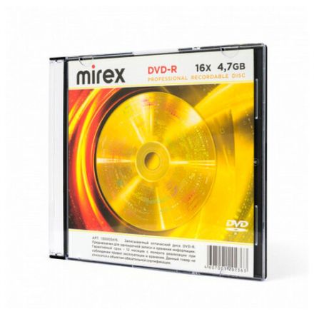 Диск DVD-R MIREX, 4,7 ГБ, 16x, Slim Case, КОМПЛЕКТ 5 шт., UL130003A1F Диск DVD-R MIREX, 4,7 ГБ, 16x, Slim Case, КОМПЛЕКТ 5 шт., UL130003A1F