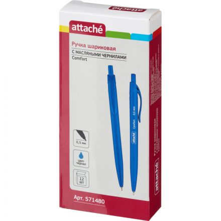 Ручка шариковая автоматическая Attache Comfort синяя (толщина линии 0.5 мм)