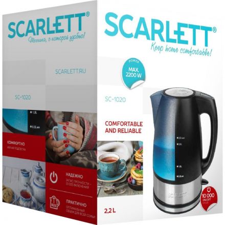 Чайник Scarlett SC-1020, 2.2л, 2200Вт, (черный) Чайник Scarlett SC-1020, 2.2л, 2200Вт, (черный)