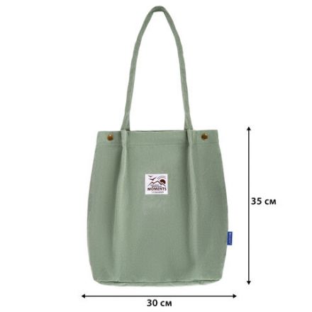 Сумка шоппер BRAUBERG MOMENTS, вельвет, 35х30 см, мятный, 271908