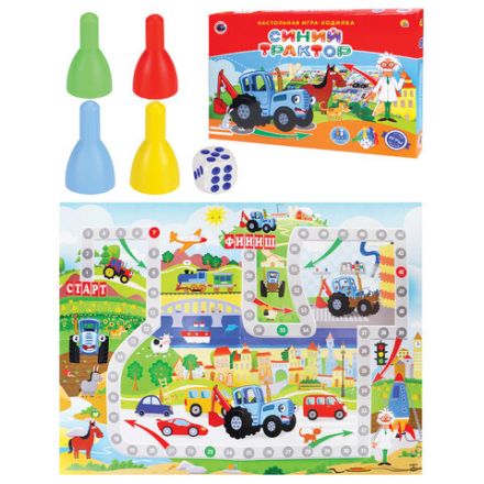 Игра-ходилка настольная детская, СИНИЙ ТРАКТОР, РК, ИН-6130 Игра-ходилка настольная детская, СИНИЙ ТРАКТОР, РК, ИН-6130