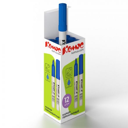 Маркер перманентный КОМУС PY2304 синий 1-4мм круглый наконечник Маркер перманентный КОМУС PY2304 синий 1-4мм круглый наконечник