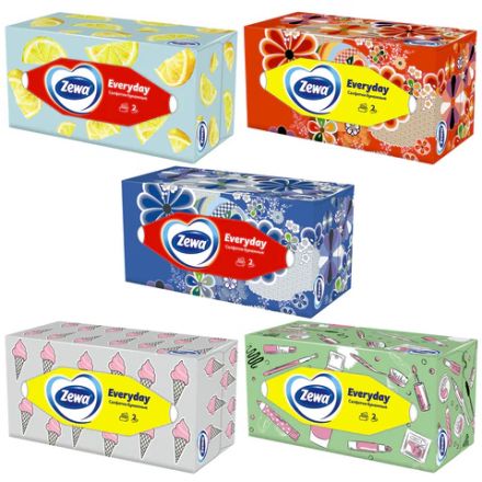 Салфетки косметические 2-слойные в картонном коробе, 250 штук, ZEWA Everyday, 8679 Салфетки косметические 2-слойные в картонном коробе, 250 штук, ZEWA Everyday, 8679