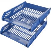 Лоток горизонтальный для бумаг Deli E9208 2 штуки, металл.стерж синий Лоток горизонтальный для бумаг Deli E9208 2 штуки, металл.стерж синий