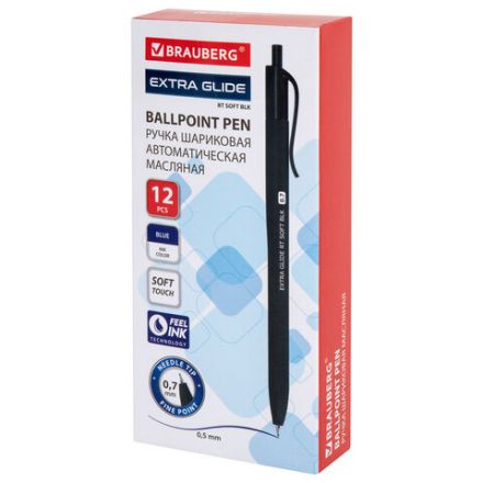 Ручка шариковая масляная автоматическая BRAUBERG "Extra Glide RT SOFT BLK", СИНЯЯ, игольчатый наконечник 0,7 мм, линия 0,5 мм, 144261 Ручка шариковая масляная автоматическая BRAUBERG "Extra Glide RT SOFT BLK", СИНЯЯ, игольчатый наконечник 0,7 мм, линия 0,5 мм, 144261