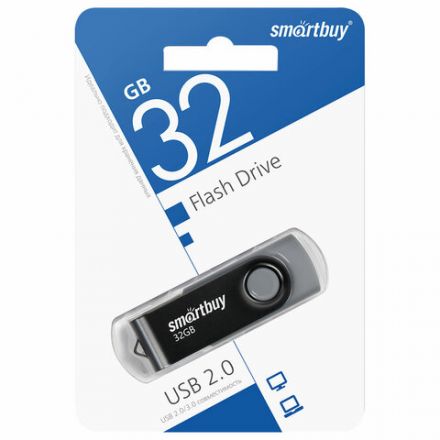 Флеш-диск 32 GB SMARTBUY Twist USB 2.0, черный, SB032GB2TWK Флеш-диск 32 GB SMARTBUY Twist USB 2.0, черный, SB032GB2TWK