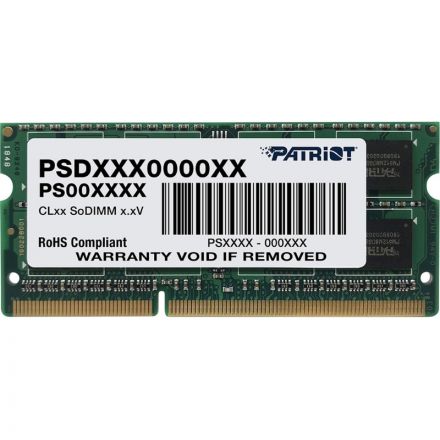 Модуль памяти Patriot SL 4GB DDR3 SO-DIMM 1600MHz(PSD34G1600L81S) Модуль памяти Patriot SL 4GB DDR3 SO-DIMM 1600MHz(PSD34G1600L81S)