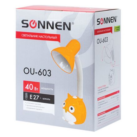 Настольная лампа / светильник SONNEN OU-603, на подставке, цоколь Е27, "Сова", желтый, 236673 Настольная лампа / светильник SONNEN OU-603, на подставке, цоколь Е27, "Сова", желтый, 236673