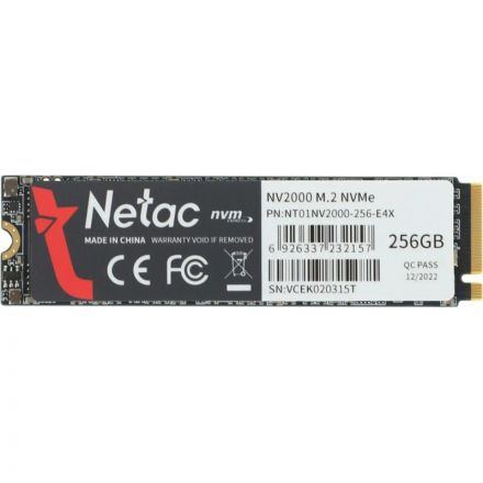 SSD Накопитель Netac PCIe 3.0 x4 256GB NV2000 M.2 2280(NT01NV2000-256-E4X) SSD Накопитель Netac PCIe 3.0 x4 256GB NV2000 M.2 2280(NT01NV2000-256-E4X)