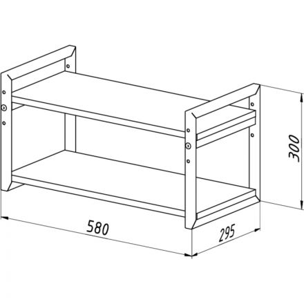 Полка TI_настен/настоль Комус Онега-7 290х580 мет чер/ЛДСП ясень анкор тем